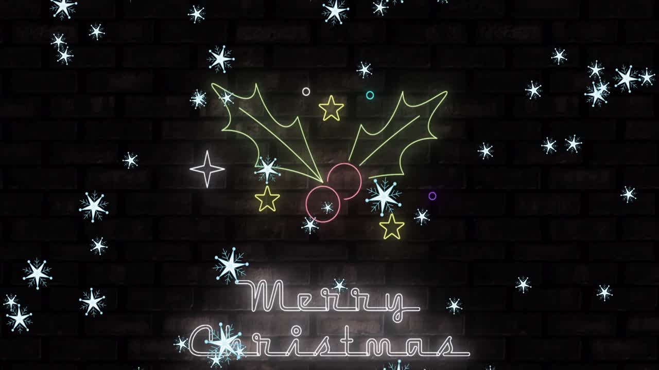 눈이 내리는 메리 크리스마스 텍스트의 애니메이션