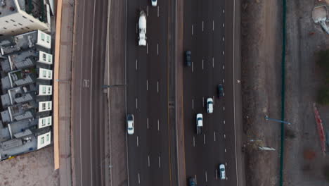 top down shot of cars driving down interstate in denver, colorado