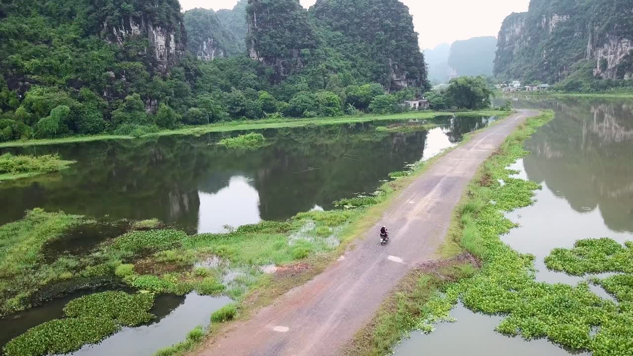 Motorbike drive in Vietnam  in a stunning landscape