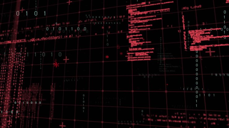 Animation of data processing on black background