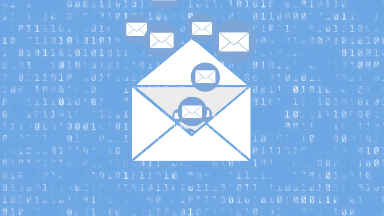 конверт, заполненный значками сообщений