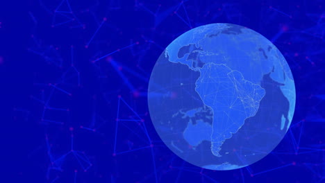 network of connections against globe on blue background