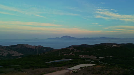 aerial view showing the passing traffic on the roads in the mountain region