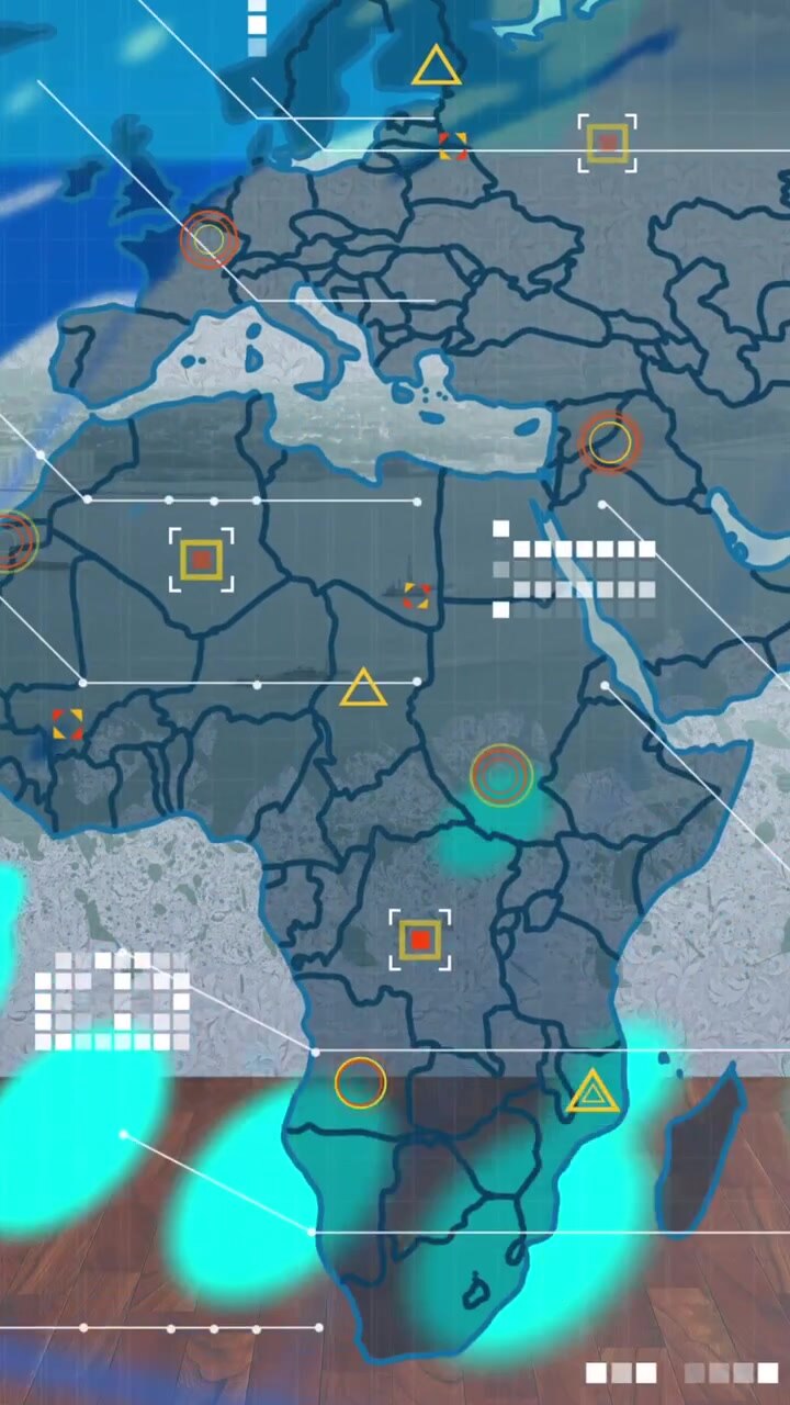 Animation of world map and financial graphs over data on grey background