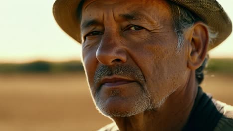 close up portrait of a man with a hat looking at the camera