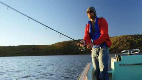 man fishing in river 4k