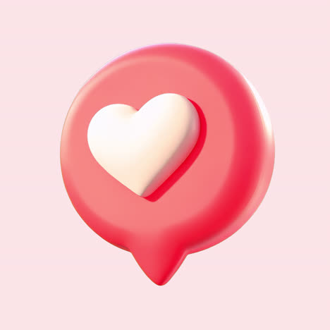 aesthetic heart speech bubble animation isolated asset, transparent 4k video, alpha channel, prores