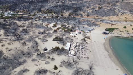 rhodes wildfire damage after the fire brigade left in greece, rhodes burned down in lindos, archangelos, masari, agathi, malonas, lardos, kalathos, asklepieion