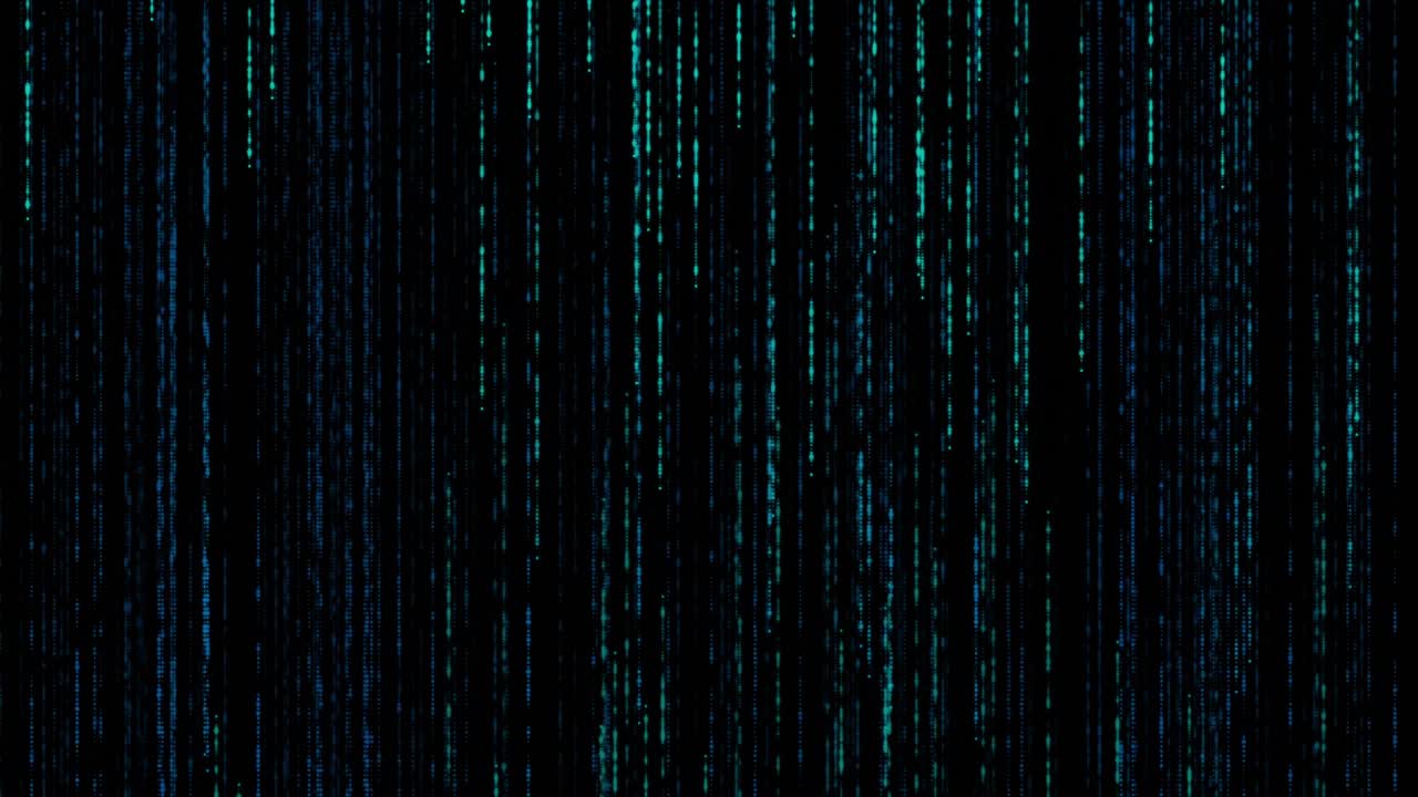 animación de líneas hechas de puntos verdes que se mueven rápidamente sobre un fondo negro