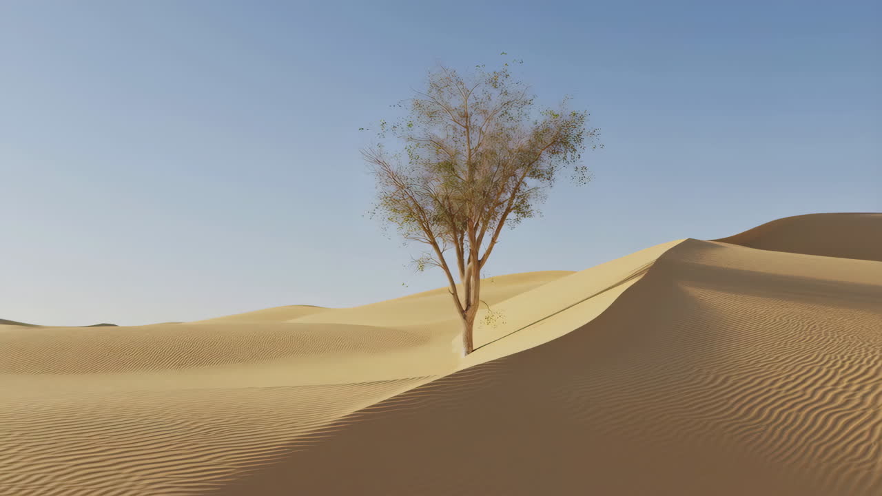 Solitary Tree in a Vast Desert Landscape