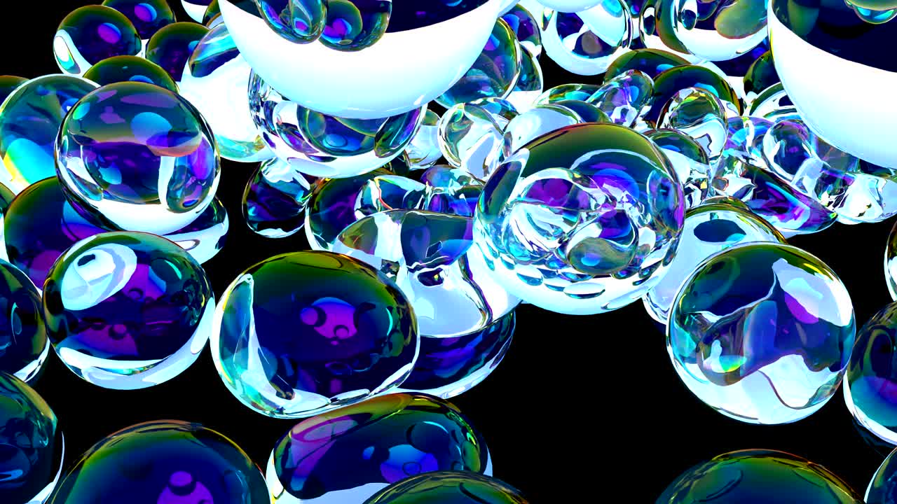 3d 무지개 부드러운 구름은 검은색 4k에 떨어집니다.