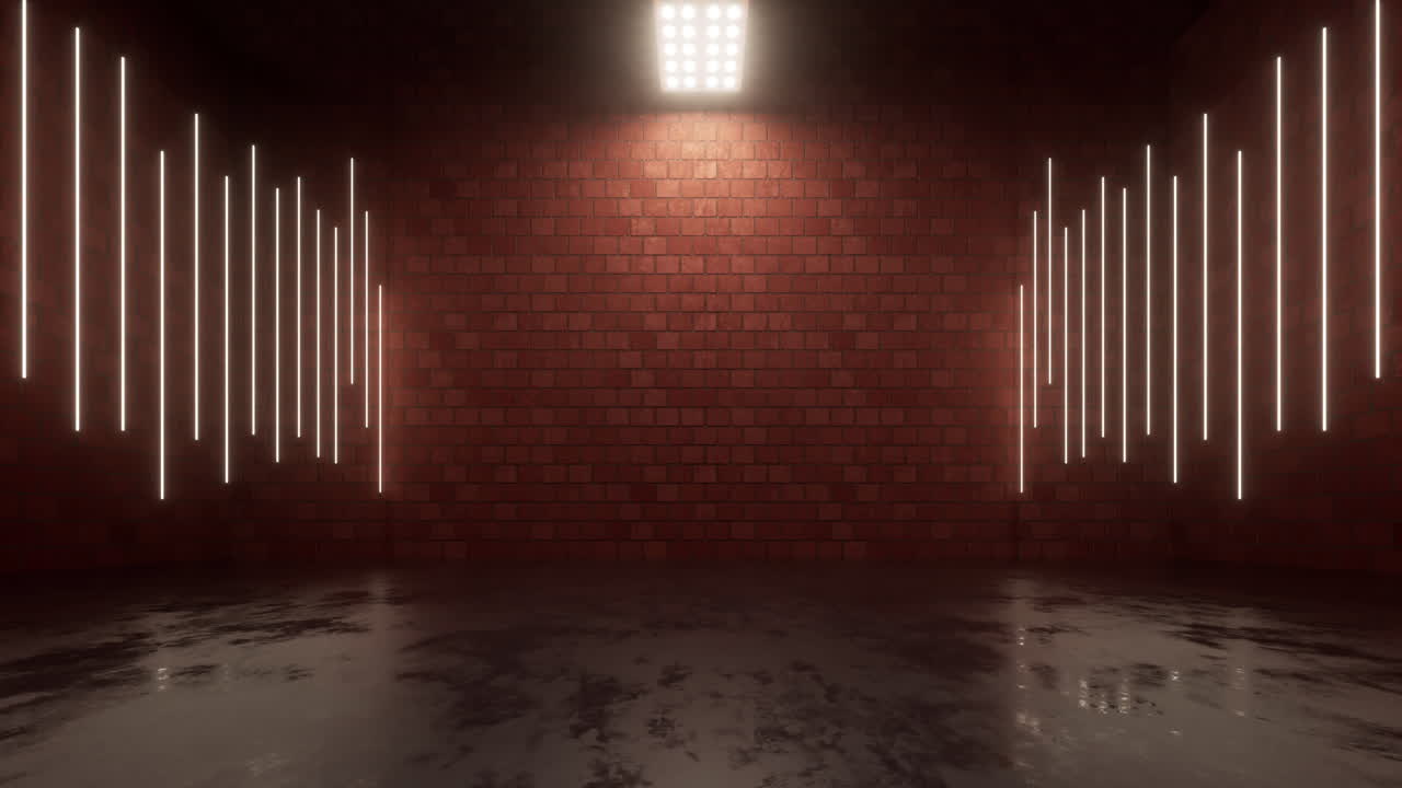Empty room with brick wall, 3d rendering.