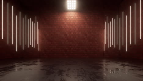 una habitación vacía con una pared de ladrillo, renderización en 3d.