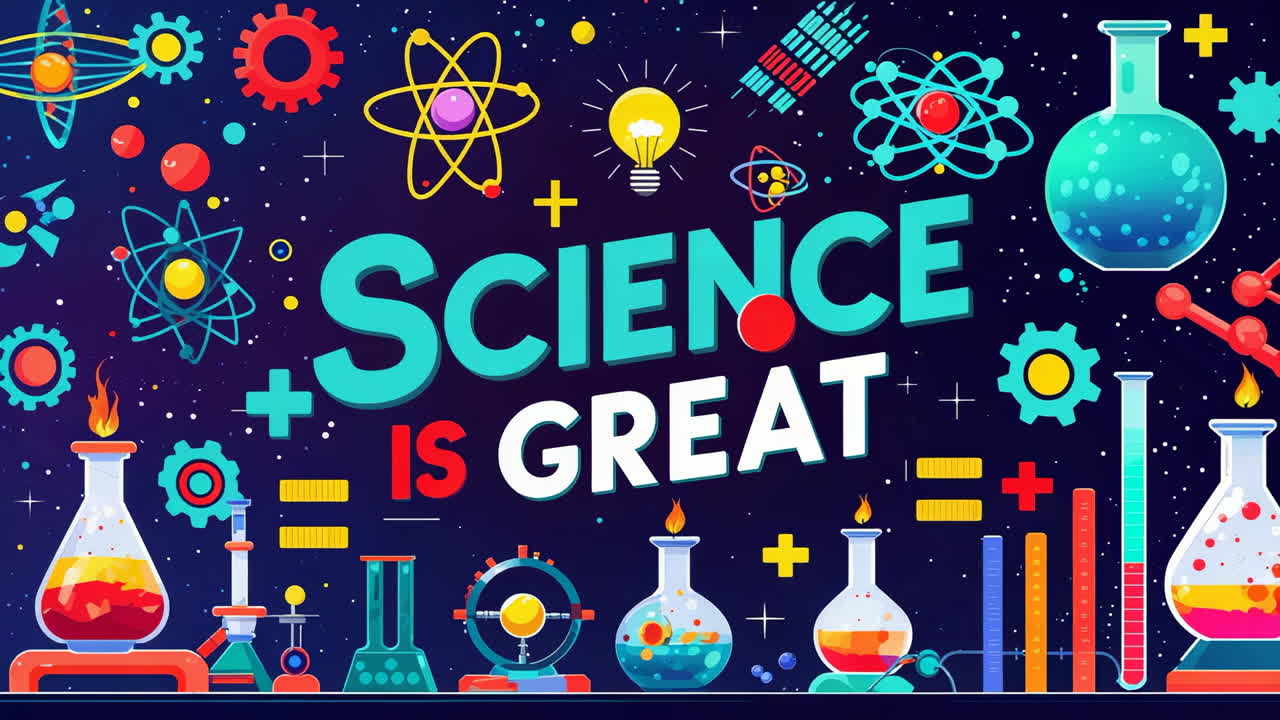Colorful Science Is Great Educational Illustration