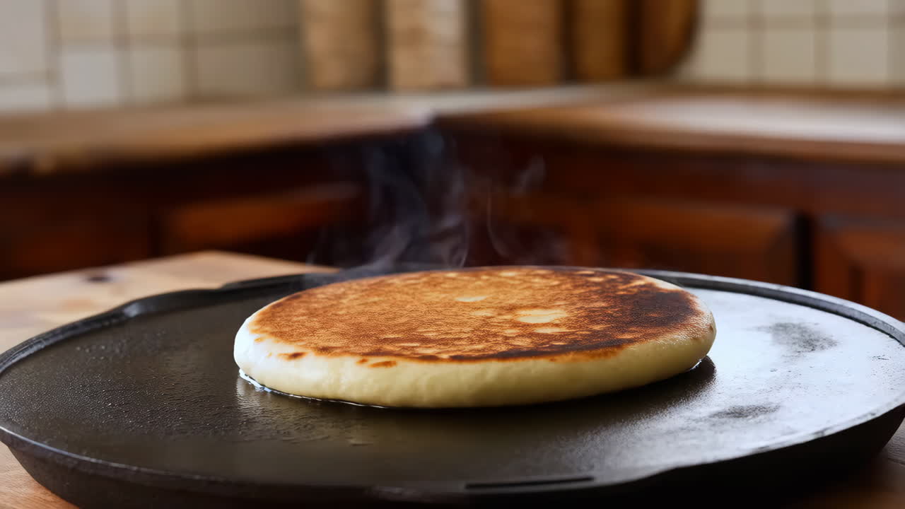 Cooking a Golden Brown Pancake on a Griddle