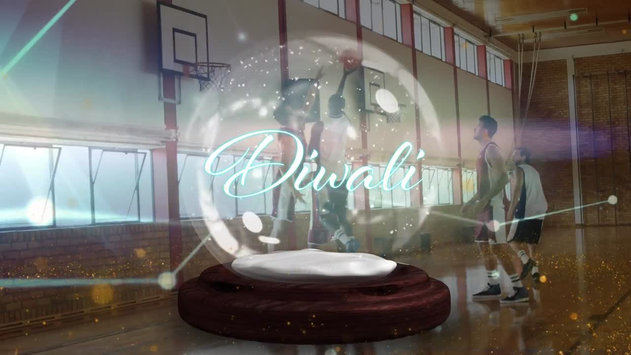 디발리 텍스트의 애니메이션과 체육관에서 다양한 농구 선수 그룹에 대한 연결 네트워크