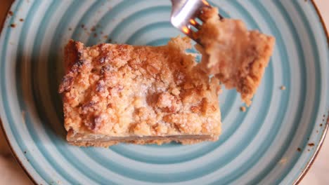 close-up of a delicious apple crumble