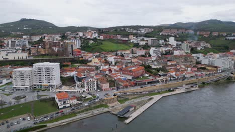 riverside peso da régua, northern portugal - aerial panoramic