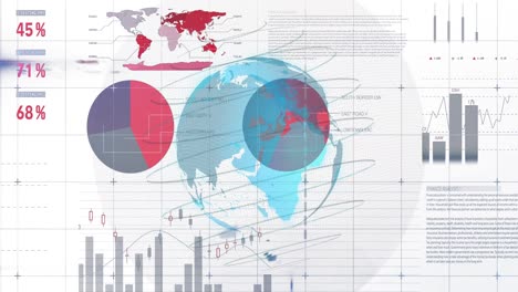 Animation-of-financial-data-processing-and-statistics-over-globe