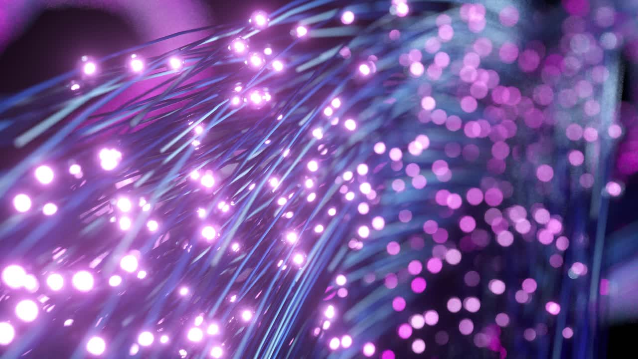 líneas abstractas y partículas en movimiento, renderización 3d.