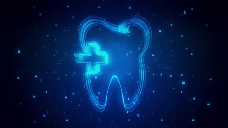 digital tooth oral health care concept loop animation background digital dentist hologram 4k medical