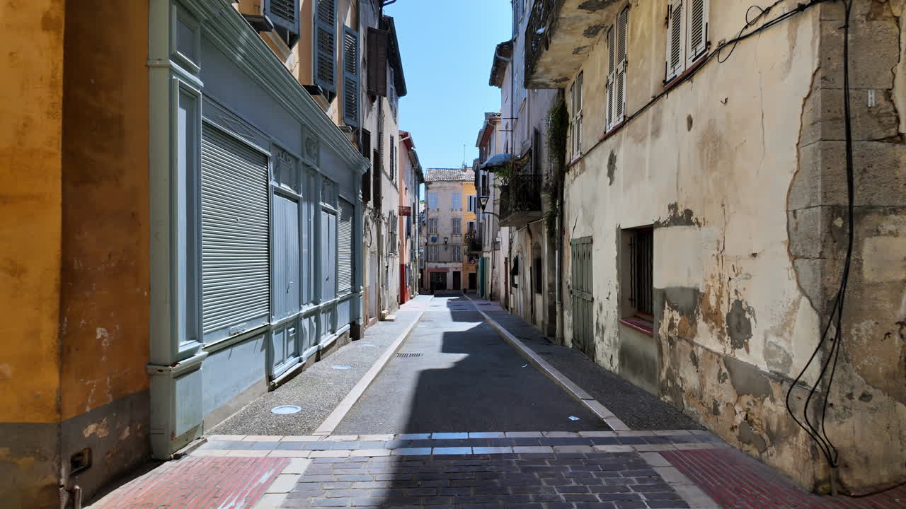 Buildings on sides of the street in Vallauris, France