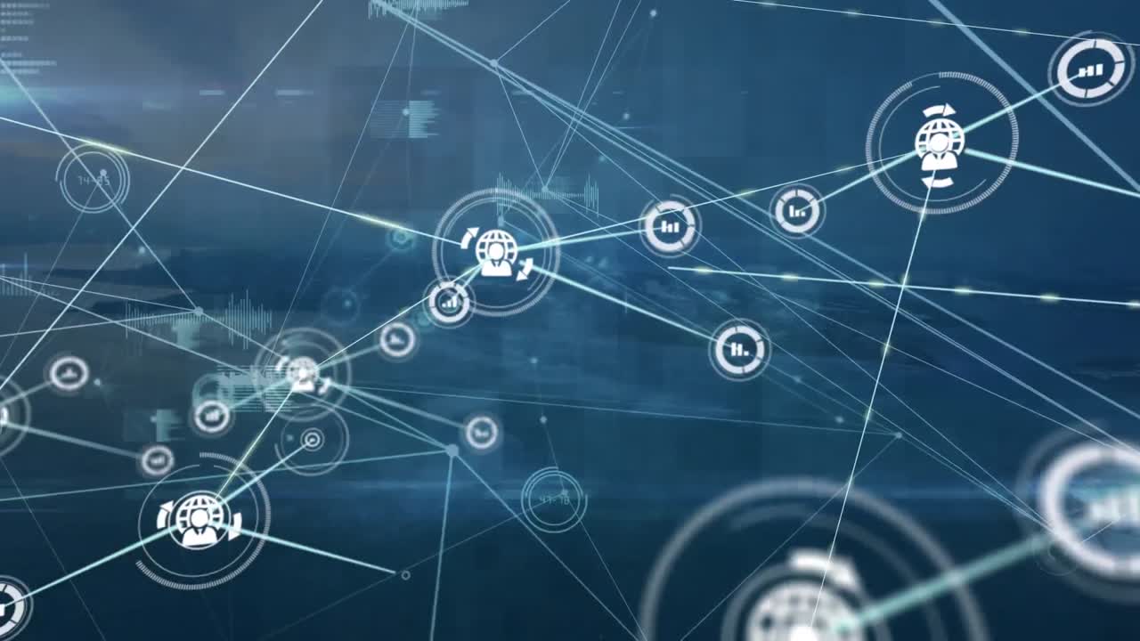 animación de redes de conexiones con iconos