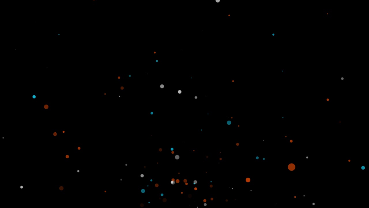 Particelle astratte colorate che fluttuano verso l'alto su sfondo nero