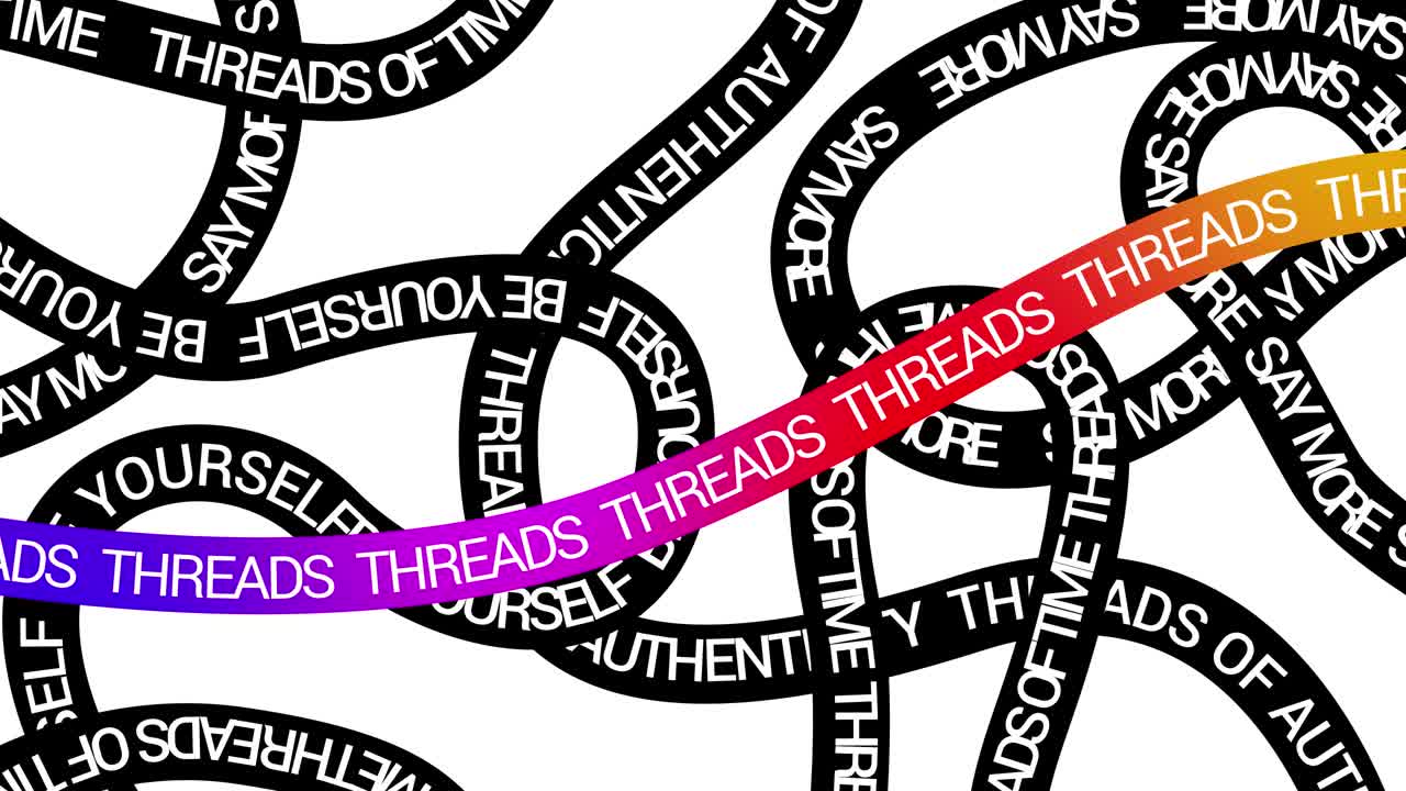 Colorful Threads Text Weaving Through Abstract Word Network