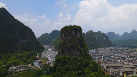 breathtaking aerial view of guilin yangshuo town in china