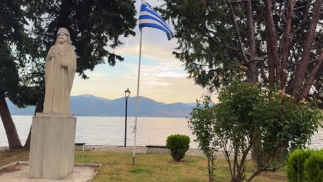 monument bishop germanos karavangelis kastoria lake greece west macedonia