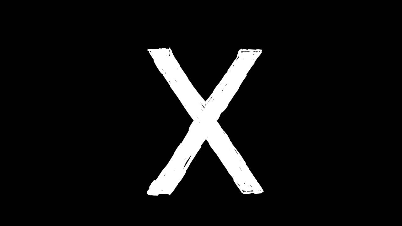 Hand-Drawn White X Mark on Black Background