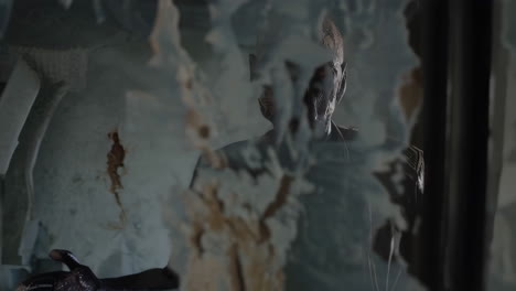 abandoned house with broken mirror