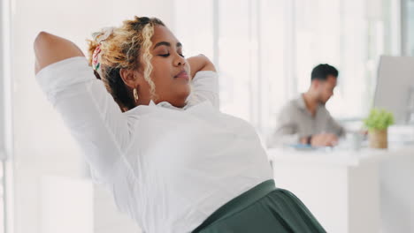 woman, office and relax for rest