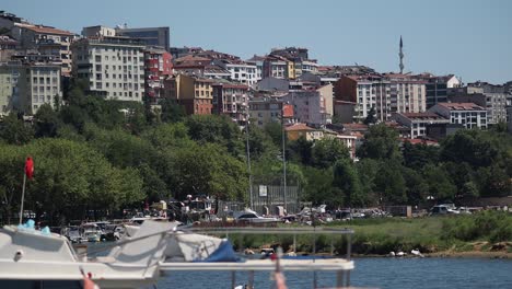 istanbul cityscape with waterfront and boats