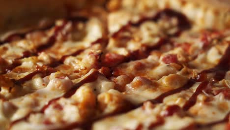 close up of a pizza cutter slicing a freshly baked italian pizza, delicious mouthwatering food background