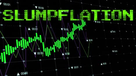 Animation-Von-Stagflation-Text-In-Grün-über-Diagramm-Und-Verarbeitungsdaten