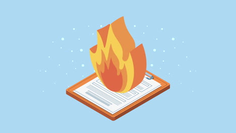 burning document on clipboard