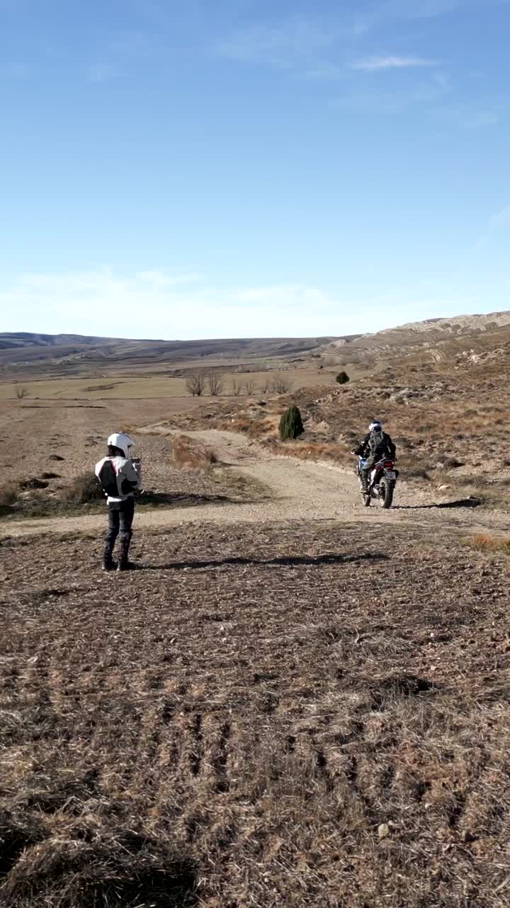 Motorcycle adventure on a dirt road