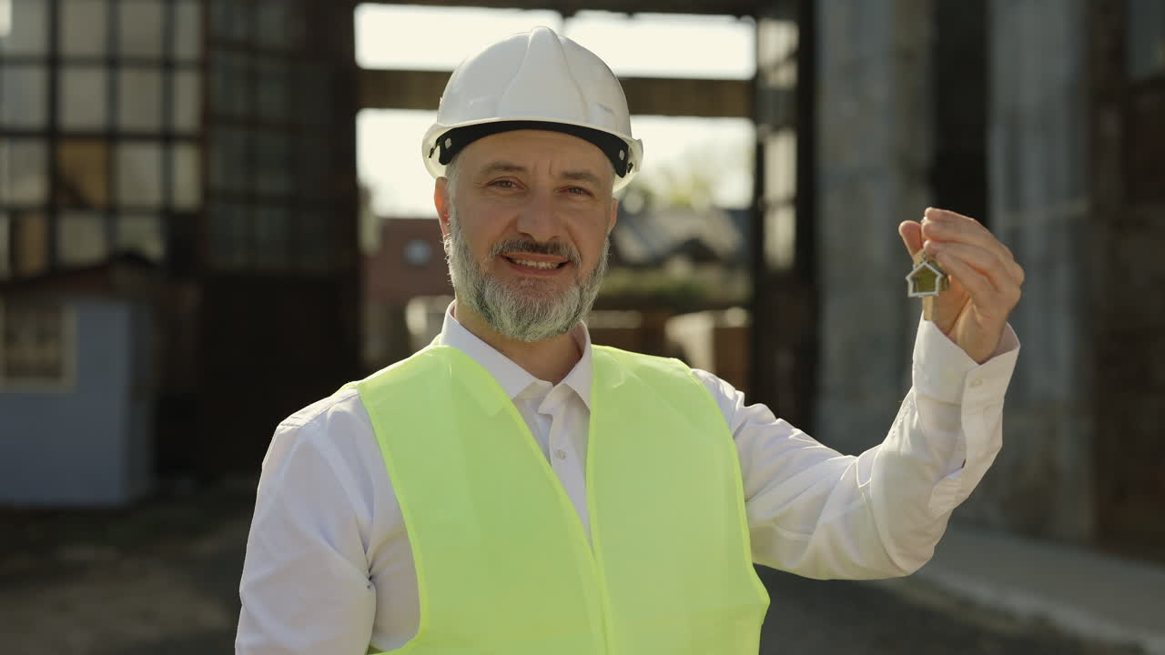 Construction worker with house keys