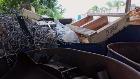 scrap metal and waste materials at a recycling facility