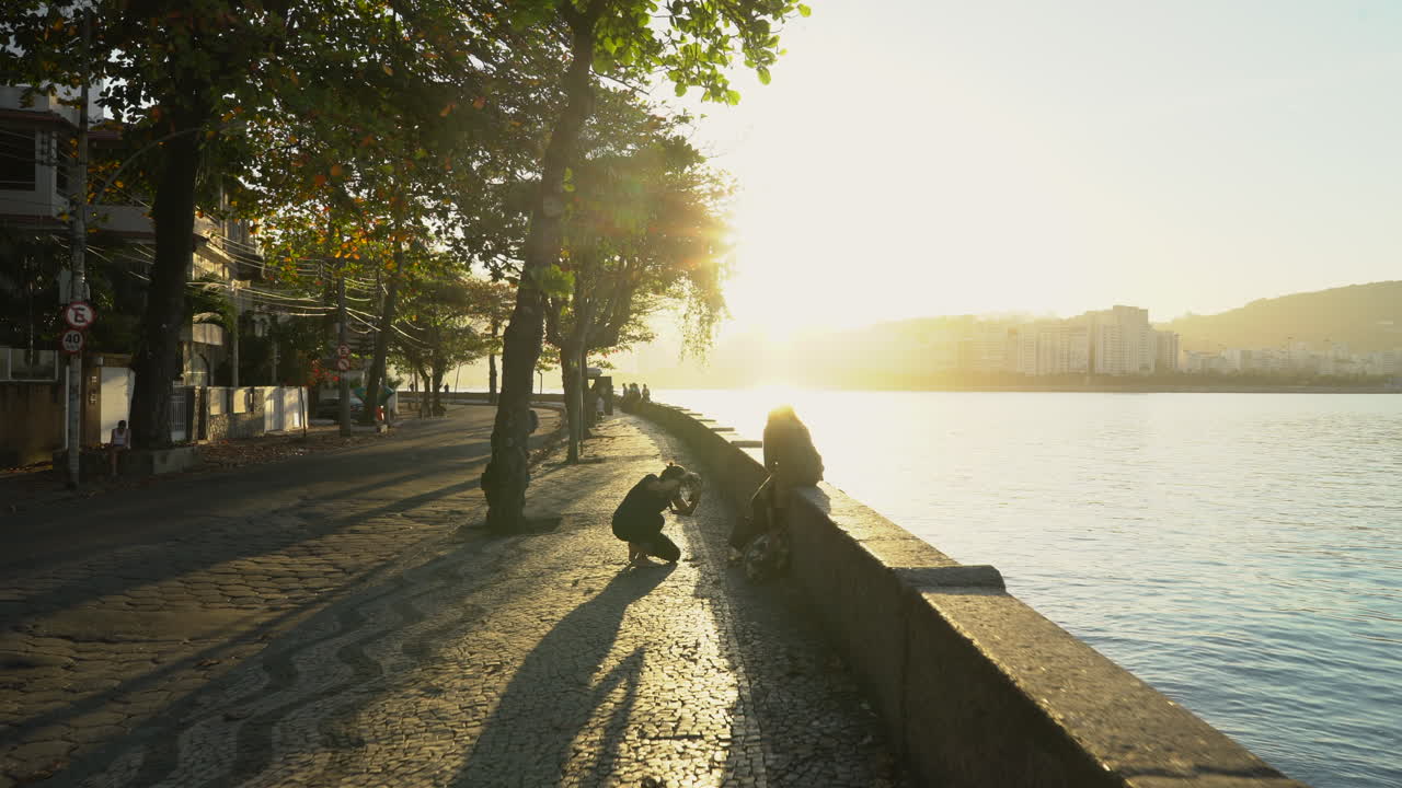 브라질 리우데자네이루의 일몰 거리 사진