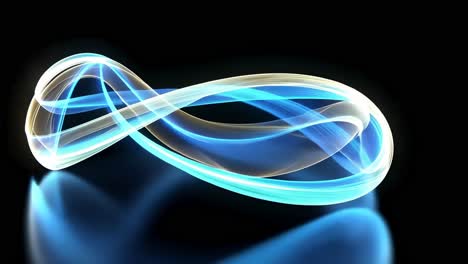 abstract video concept with glowing blue and white light trails on a dark background