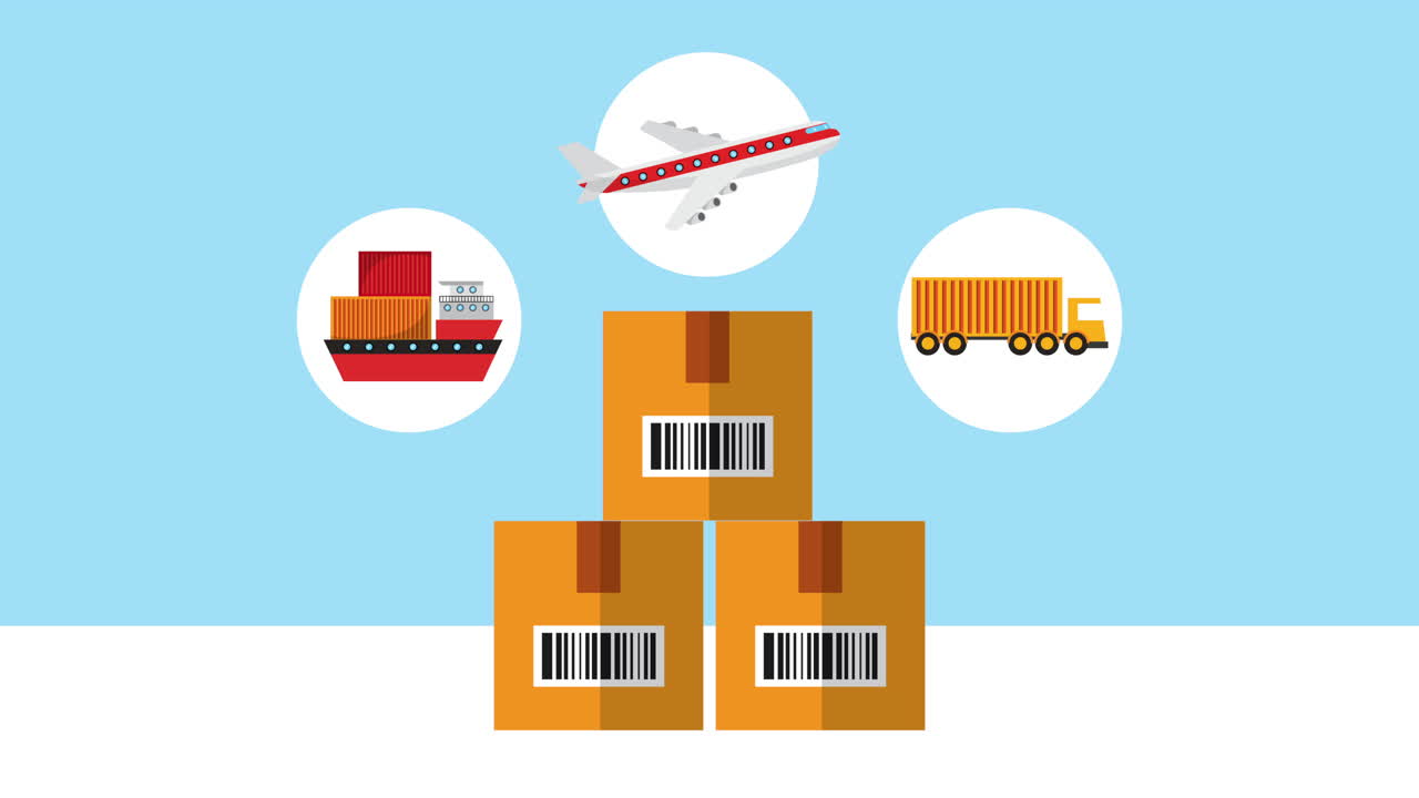 상자 및 세트 아이콘을 가진 물류 서비스