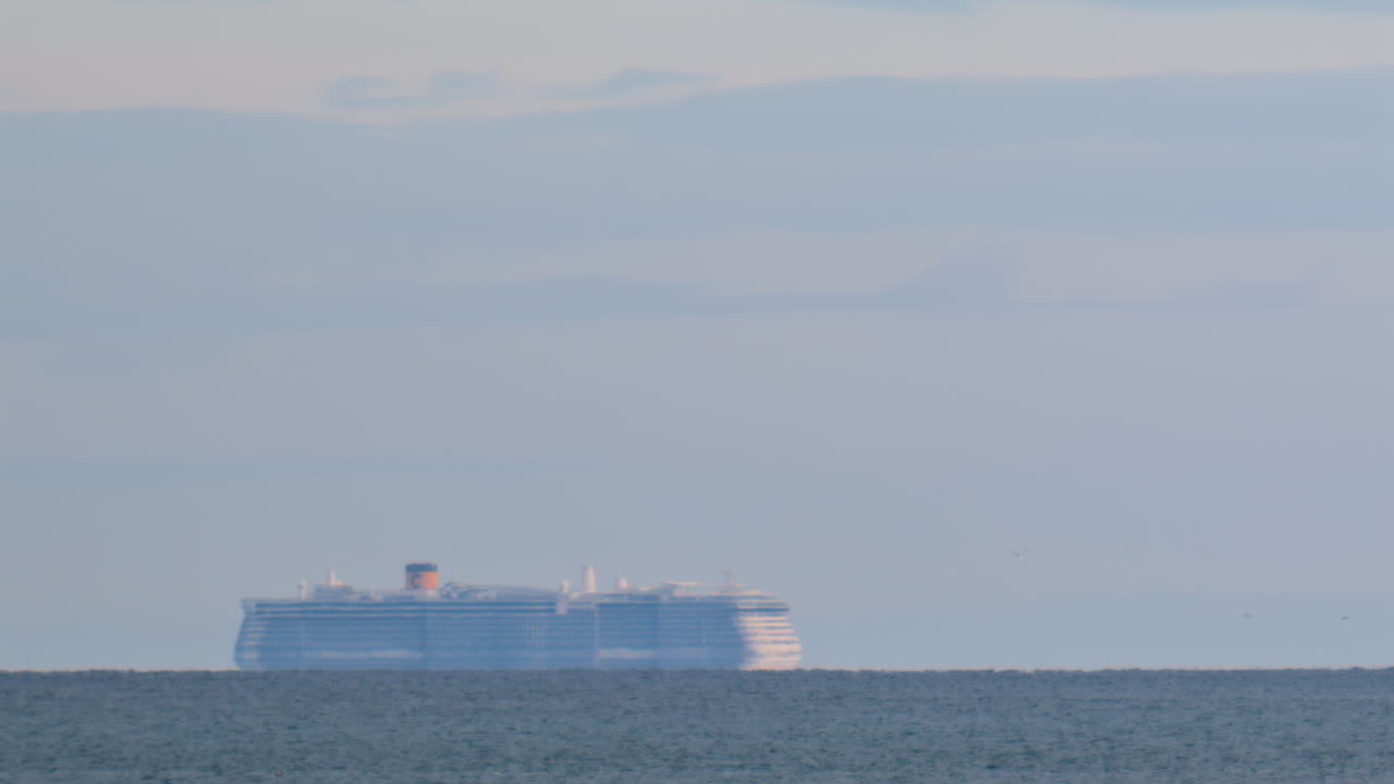 Blurred view of a ship moving on the sea