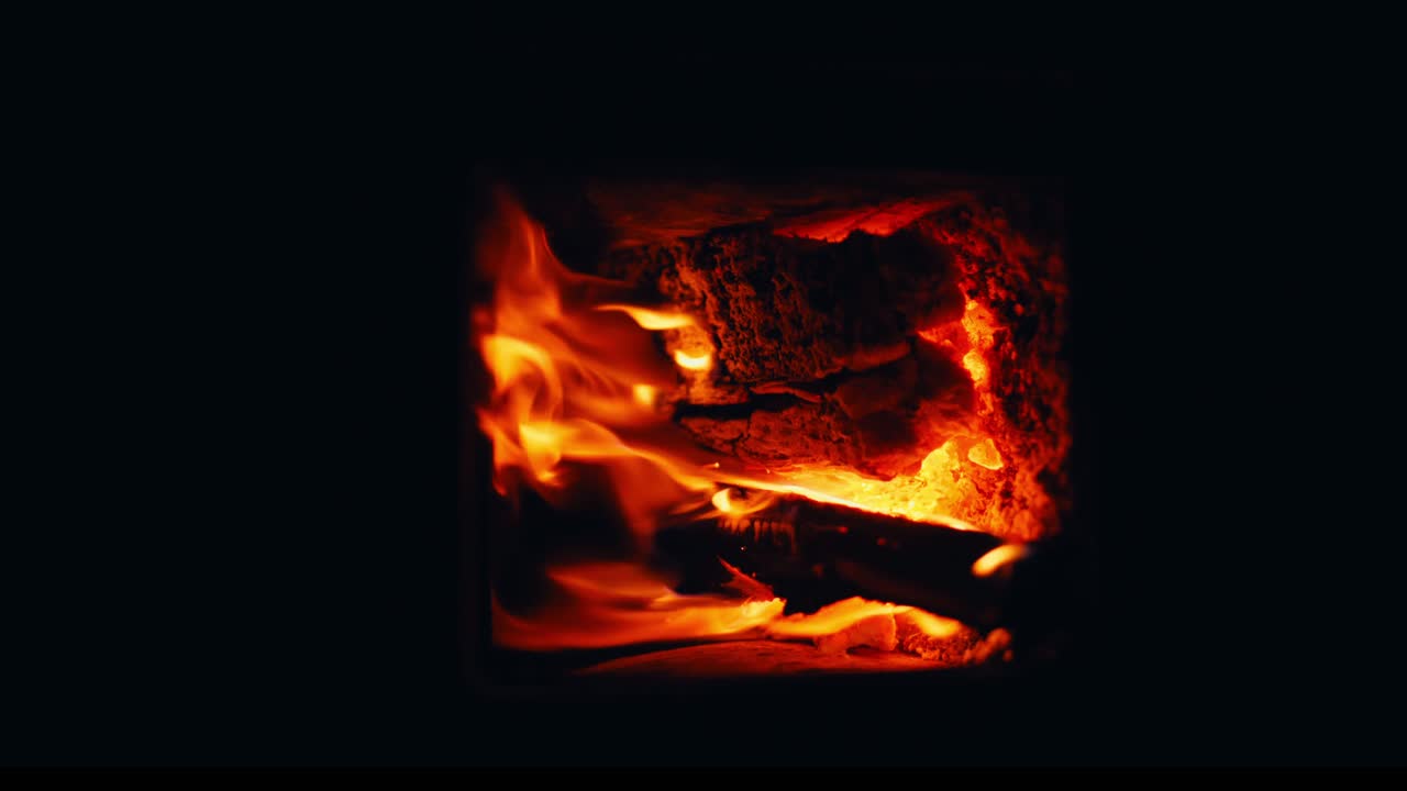 Close-up View Of Traditional Wood-burning Fireplace.