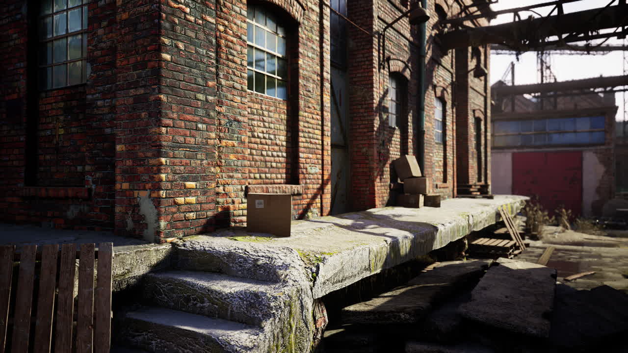 área de la fábrica de la industria abandonada y el cielo soleado