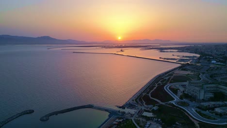 golden hour seaside scenery of tranquil mediterranean ocean water below