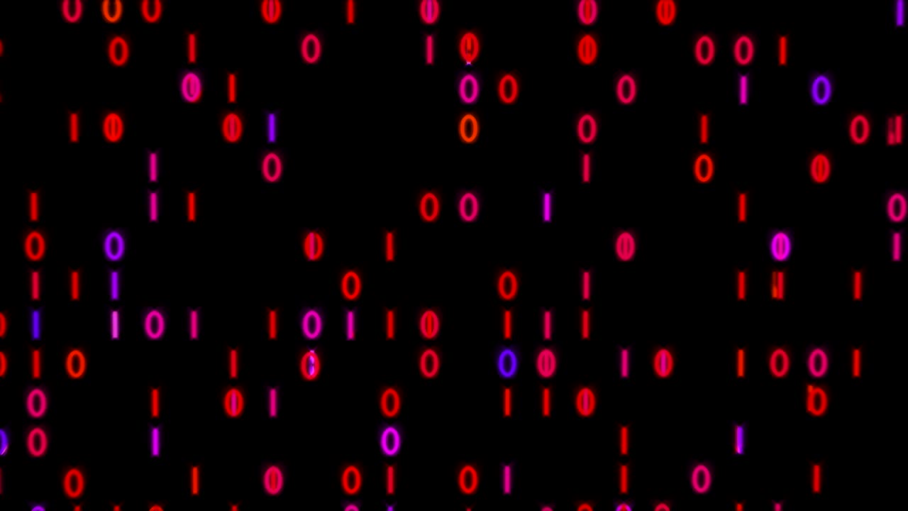 Data Stream Binary Glowing 4K