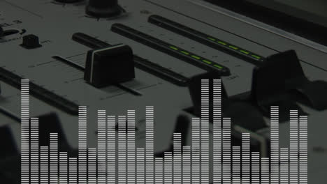 digital composite of a dj mixer and frequency bars